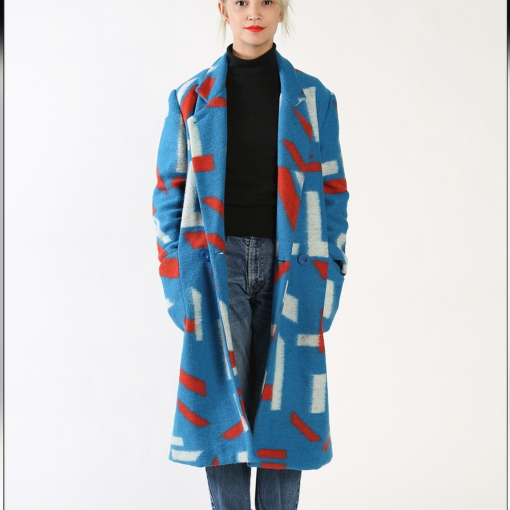 KURT LYLE Bright Blue VERONICA Confetti Coat in OSAKA Size S